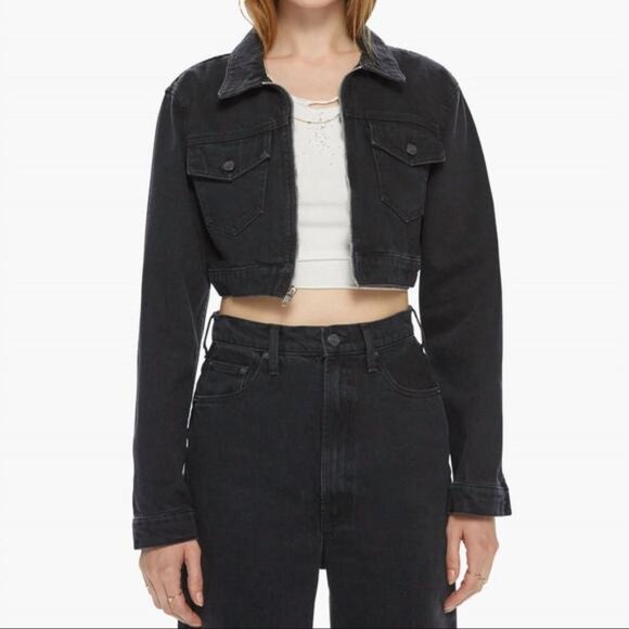 Mother Denim The Chiclet Cropped Denim Jacket In Smacking Good - Picture 1 of 9
